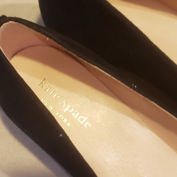 NEW! KATE SPADE Pauline Black Suede Slip On Bow Heels 7. - Picture 6 of 9